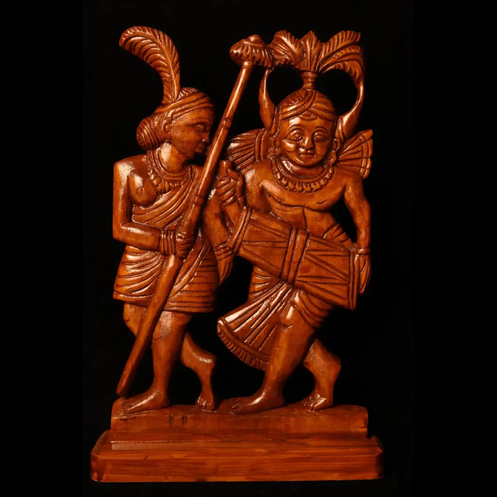 dancing tribal pair Wood art