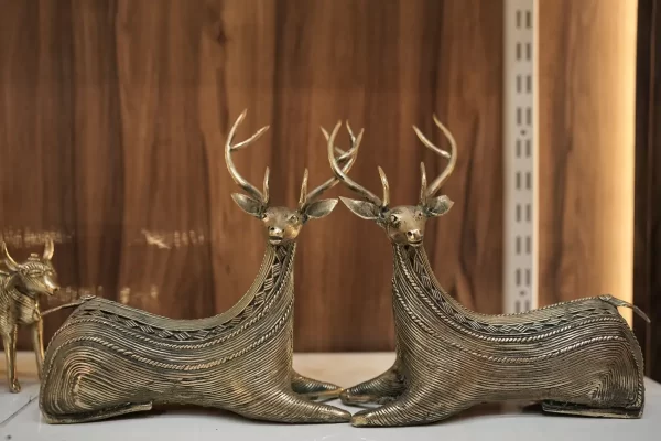 Bell Metal Sitting Deer Figurine - Image 3