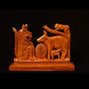 cow and a lion Wooden artwork