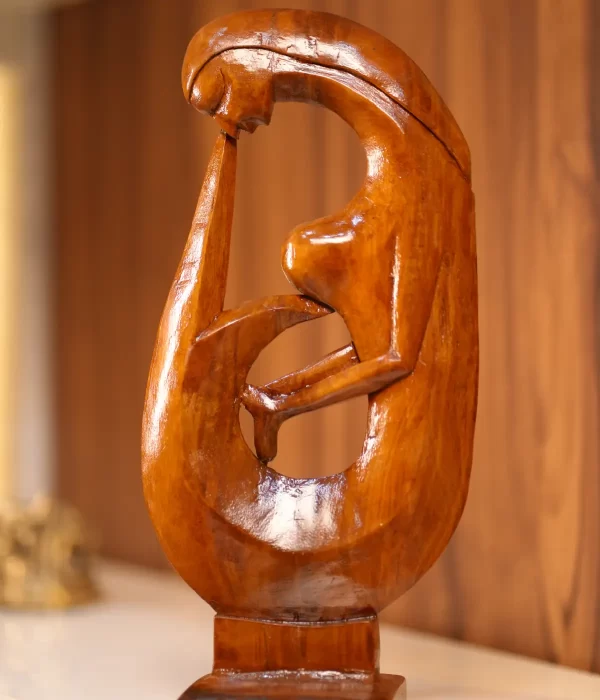 home decor wooden art piece with a modern depiction of a female figure