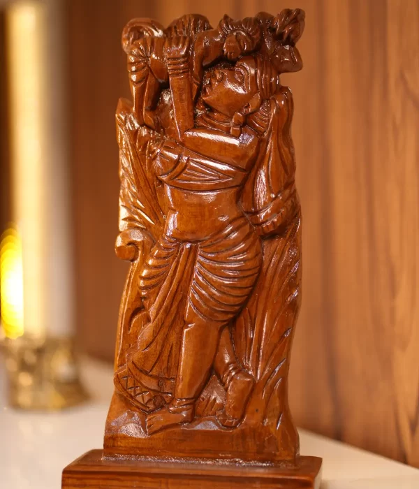 wooden art piece of a mother and baby home decor